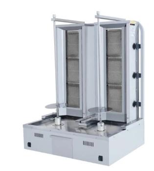 Doppel Gas Dönergrill mit Motor Unten / Gyrosgrill 3+3 Brenner Schmal / inkl. Flügeltüren