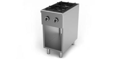 Gasherd 2 Flammen 13kW offener Unterboden 400x700x850mm (BxTxH)