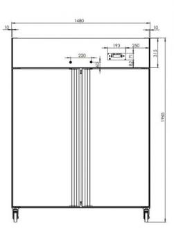 ECOLINE 1400 Gastro Edelstahl-Kühlschrank 2-türig GN 2/1 -1300 l