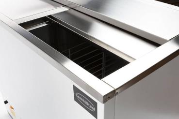 KÜHLTRUHE WEISS EDELSTAHL DECKEL 230L