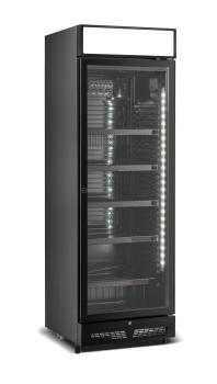 Preview: SCHWARZE GASTRO KÜHLSCHRANK 1 TÜR 400l getränkekühlschrank glastürkühlschrank