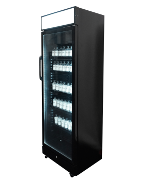 Preview: SCHWARZE GASTRO KÜHLSCHRANK 1 TÜR 400l getränkekühlschrank glastürkühlschrank