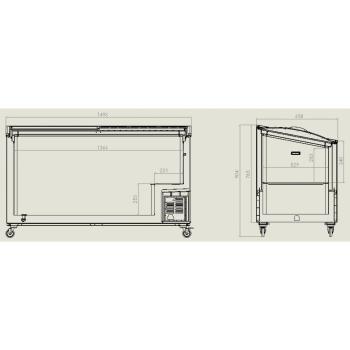 GASTRO TIEFKÜHLTRUHE 461 Liter GLASDECKEL 150x66cm GEFRIERTRUHE Statisch Kühlung