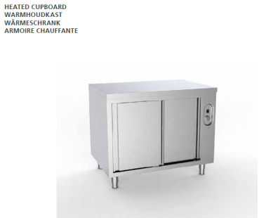 Gastronomie Wärmeschrank aus Edelstahl ohne Aufkantung, mit Schiebetüren
