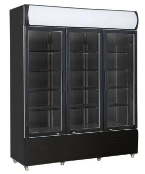 KÜHLSCHRANK mit 3 GLASTÜREN SCHWARZ GETRÄNKEKÜHLSCHRANK