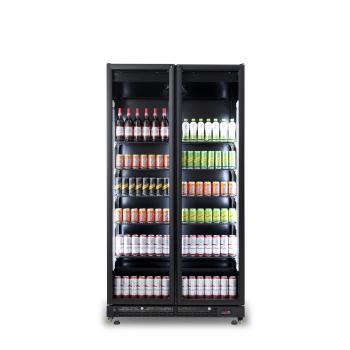 Preview: GASTRO KÜHLSCHRANK 2 GLASTÜREN SCHWARZ NAP-850 LITER GETRÄNKEKÜHLSCHRANK