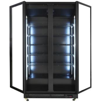Preview: GASTRO KÜHLSCHRANK 2 GLASTÜREN SCHWARZ NAP-850 LITER GETRÄNKEKÜHLSCHRANK