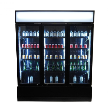 KÜHLSCHRANK mit 3 GLASTÜREN SCHWARZ GETRÄNKEKÜHLSCHRANK