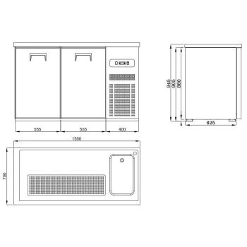 Preview: BIERTHEKE 1550mm Breit 2 TÜREN 1 Links
