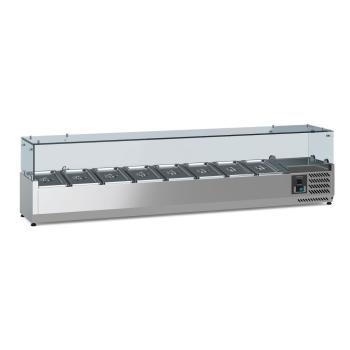 Preview: Pizzakühlaufsatz, Kühlaufsatzvitrine 1800mm Lang für 8x1/4GN