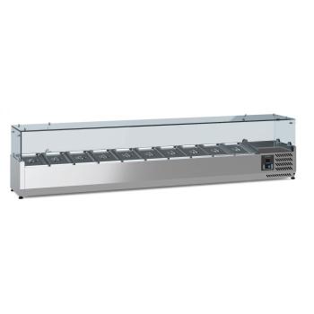 Pizzakühlaufsatz, Kühlaufsatzvitrine 2000mm Lang für 10x1/4GN
