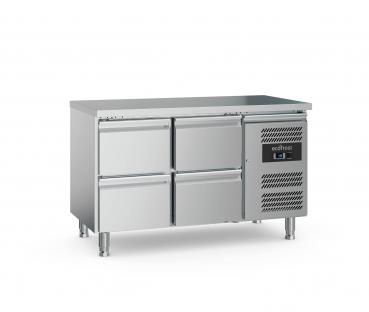 Edelstahl Kühltisch 4 Schublade Barkühltisch 1360x700