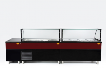 Preview: Dönertheke B112xT85xH130 Umluftkühlung Salattheke | Weiß-​Schwarz