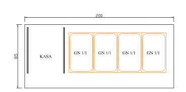 Dönertheke mit Kassentisch 2000 mm Lang Weiß Schwarz