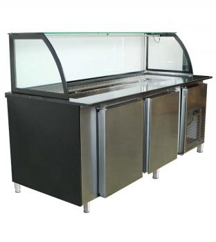 Dönertheke B180xT85xH130 Umlufkühlung | Bordeaux-​Schwarz