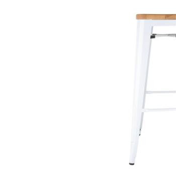 Bolero Bistro-Hochhocker mit Holzsitzpolster, Weiß (4 Stück)