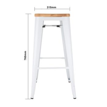 Bolero Bistro-Hochhocker mit Holzsitzpolster, Weiß (4 Stück)