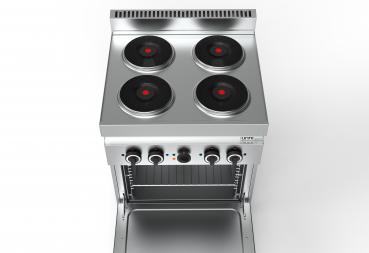 Preview: Gastronomie Elektroherd mit Backofen 4kw 4 x 2,6 kW und Herd hat 4 Platten