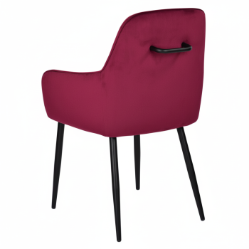 Preview: GASTRONOMIE Stühle LUXOR Bordeaux Samt Sessel mit Armlehne für Restaurant Hotel