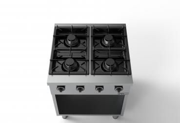 Preview: GASTRO Gasherd 4 Flammen mit offener Unterboden 4 x 6,5 kW