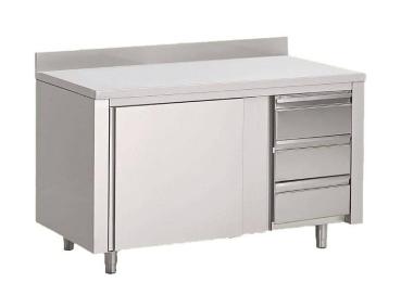 Preview: Arbeitsschrank 1000x700x850 Flügeltüre, mit Schubladen