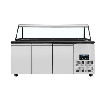 Preview: Dönertheke Salattheke 188 x 82 x 85.5cm für 5 x GN 1/1 mit Schwarze Granit