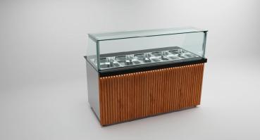 Salattheke 172 cm - Holzfront / 3 Türen / 5 x GN 1/1 Dönertheke