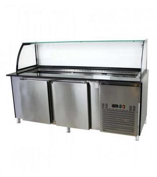 Dönertheke Kühltheke B200xT85xH130cm Umluftkühlung Bordeaux-​Schwarz