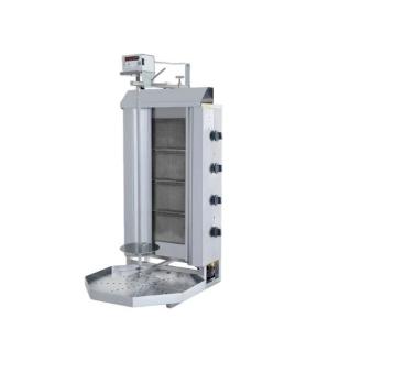 Gas Dönergrill mit Motor oben / Gyrosgrill 4 Brenner / max. 50 kg / inkl. Flügeltüren