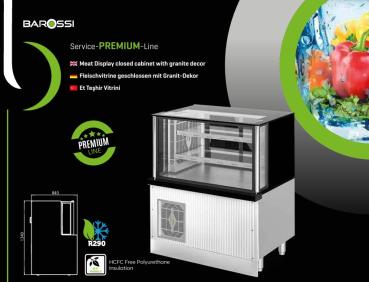 Fleischtheke Fleischvitrine Kalte Theke für Kebab Schwarze Granit