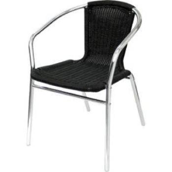Stapelbar Terrassenstuhl mit Armlehnen schwarz
