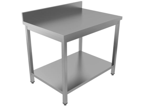 Edelstahl Arbeitstisch 90x60x85cm mit Grundboden und Aufkantung