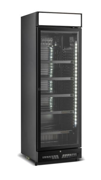 SCHWARZE GASTRO KÜHLSCHRANK 1 TÜR 400l getränkekühlschrank glastürkühlschrank