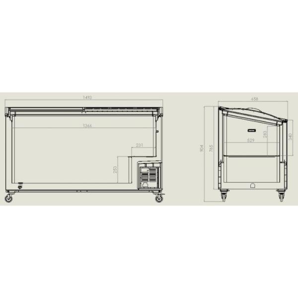 GASTRO TIEFKÜHLTRUHE 461 Liter GLASDECKEL 150x66cm GEFRIERTRUHE Statisch Kühlung