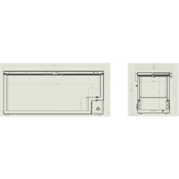 TIEFKÜHLTRUHE EDELSTAHL DECKEL 635 Liter Breite (mm) 1904