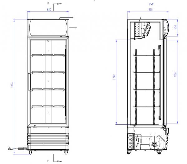 KÜHLSCHRANK 1 GLASTÜR SCHWARZ 360 LITER