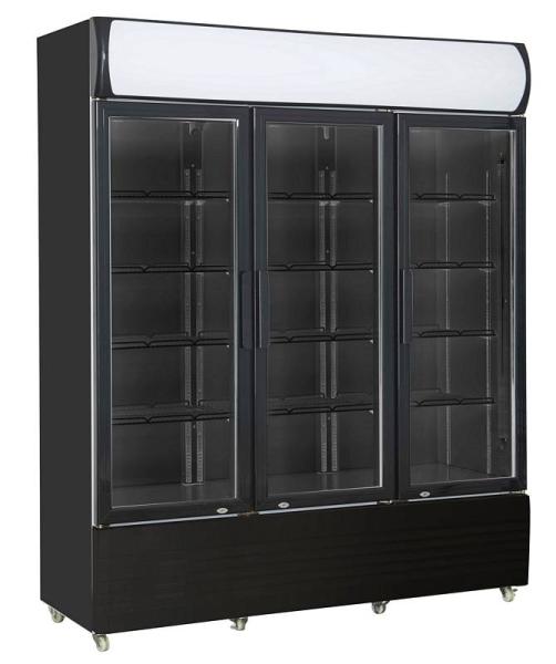 KÜHLSCHRANK mit 3 GLASTÜREN SCHWARZ GETRÄNKEKÜHLSCHRANK