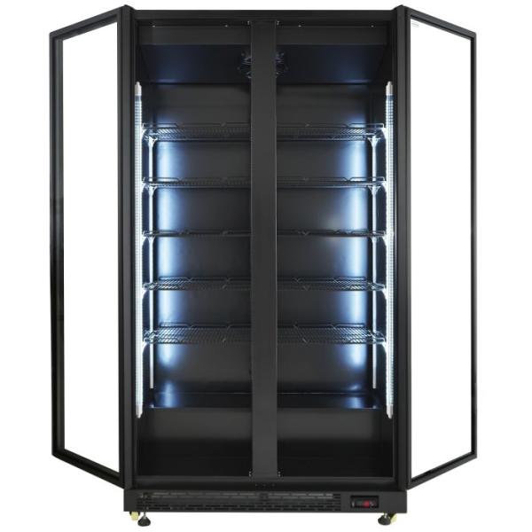GASTRO KÜHLSCHRANK 2 GLASTÜREN SCHWARZ NAP-850 LITER GETRÄNKEKÜHLSCHRANK