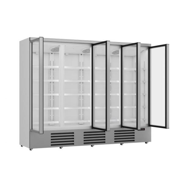 Kühlschrank | Silber | 4 Glastüren | 2025 Liter | Auf Roller | 2508x710x(H)2003 mm