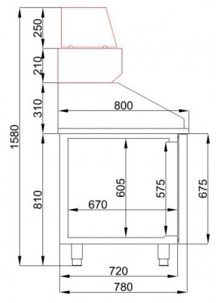 PIZZATISCH MIT 2 TÜREN 1550 mm Lang
