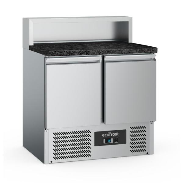 PIZZATISCH 2 TÜREN 5x1/6GN BEHÄLTER SCHWARZE GRANIT-ARBEITSPLATTE