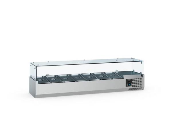 Pizzakühlaufsatz, Kühlaufsatzvitrine 1200 mm Lang für  1/4 GN x 5