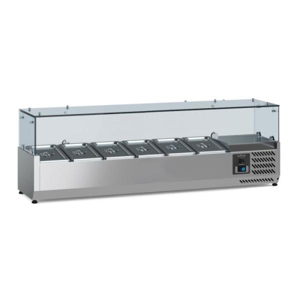 Kühlaufsatzvitrine, Pizzakühlaufsatz 1400 mm Lang für 6 x 1/3 GN