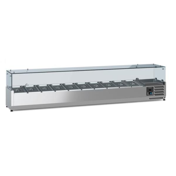 Pizzakühlaufsatz, Kühlaufsatzvitrine 2000mm Lang für 10x1/4GN