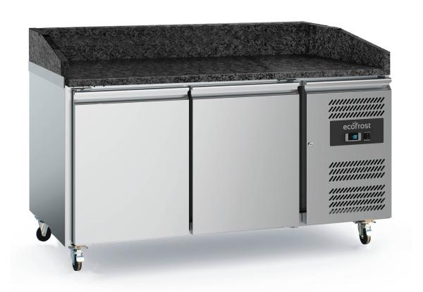PIZZATISCH mit AUFSATZ SCHWARZE GRANIT 1515x800MM PIZZATHEKE PIZZAKÜHLTSCH