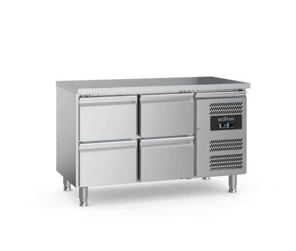 Edelstahl Kühltisch 4 Schublade Barkühltisch 1360x700