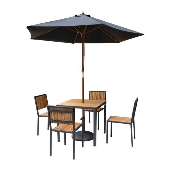 Bolero Terrassen Tisch quadratischer Stahl- und Akazienholztisch 80cm