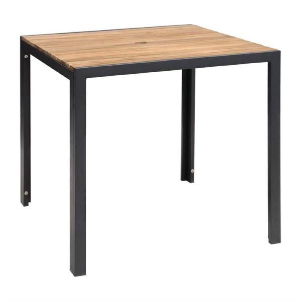 Bolero Terrassen Tisch quadratischer Stahl- und Akazienholztisch 80cm