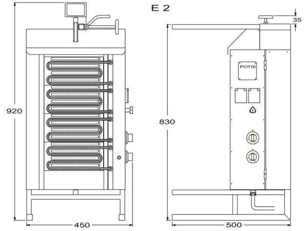 POTIS Elektro Dönergrill E2 Gyrosgrill max 30kg Dönermaschine