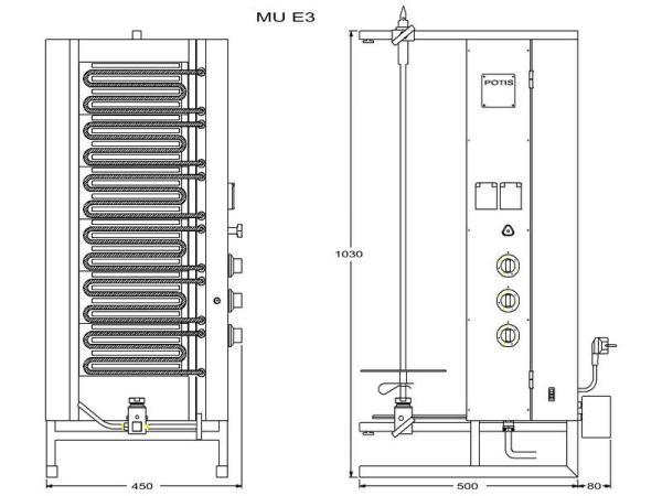 POTIS MU E3 Dönergrill Gyrosgrill max 50kg Döner Ocagi dönermaschine elektro gyrosmaschine